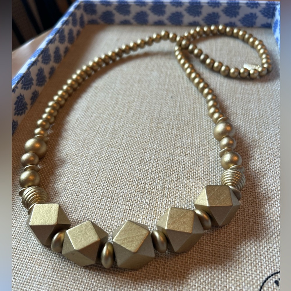 Brushed Gold Beaded Necklace
